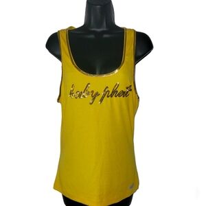 VINTAGE Late 90's NWT BABY PHAT yellow gold tank top with gold sequin trim